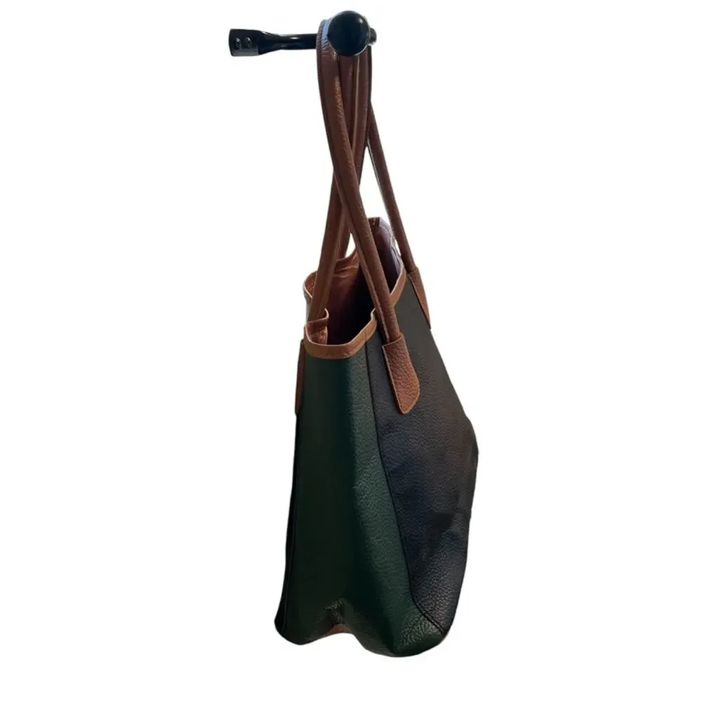 Vintage Neiman Marcus Brown Black Green Faux Leather tote bag